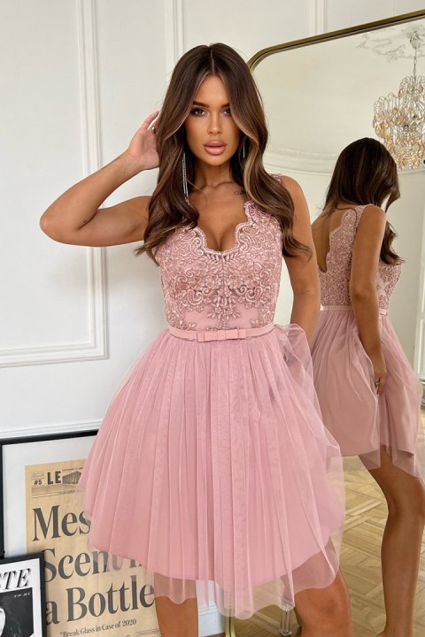 2206-20 Sukienka Lekko Rozkloszowana - brudny róż