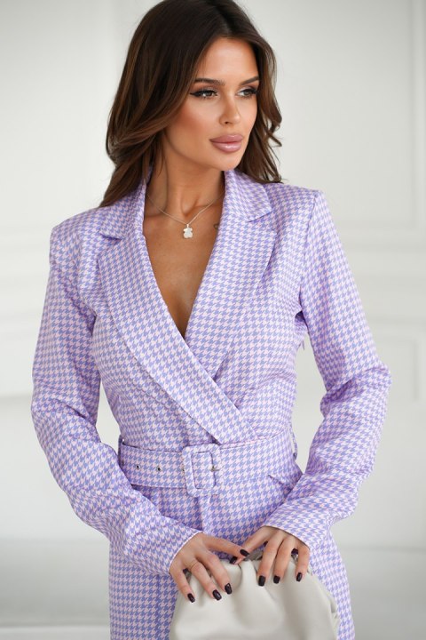 279-12 Sukienka Marynarkowa - liliowy, różowy