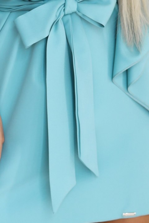 287-40 SOFIA Sukienka motyl z wiązaniem w pasie - pastelowy turkus