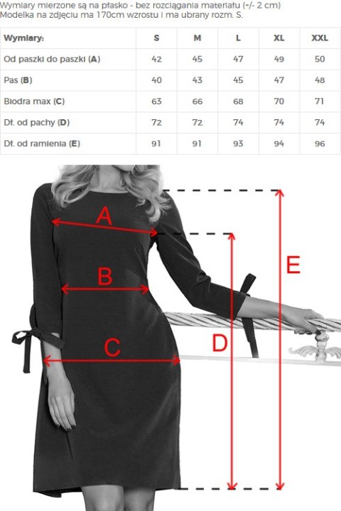 195-11 ALICE Trapezowa sukienka z kokardkami - ZIELEŃ BUTELKOWA