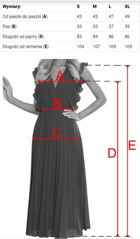 381-3 LINDA - szyfonowa sukienka z koronkowym dekoltem - CHABROWA