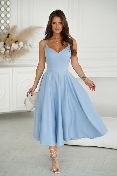 244-18 Sukienka Midi Na Ramiączkach - Baby blue