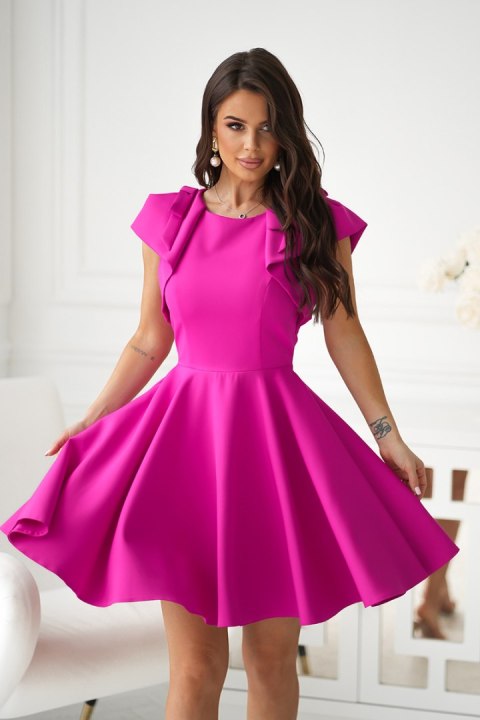 329-07 Elegancka Sukienka Z Falbanami - fuksja